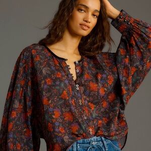 Sydney Batwing Blouse by Pilcro (Anthropologie) Button loop edition NWT Large
